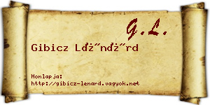 Gibicz Lénárd névjegykártya